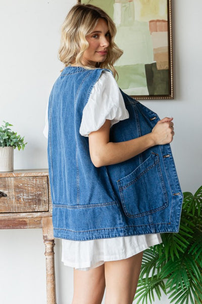 Denim Vest With Pockets