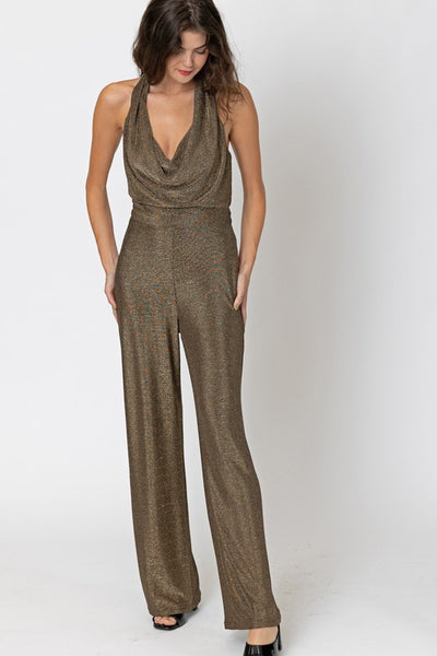 Halter Neck Chest Detail Jumpsuit