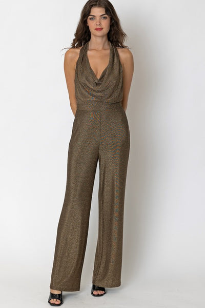 Halter Neck Chest Detail Jumpsuit