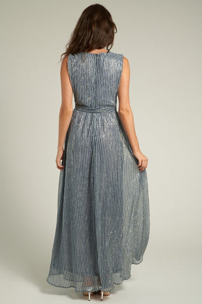 Strappy V Neck Glitter Maxi Dress