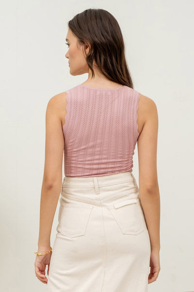 Scallop Edge Sleeveless Knit Top