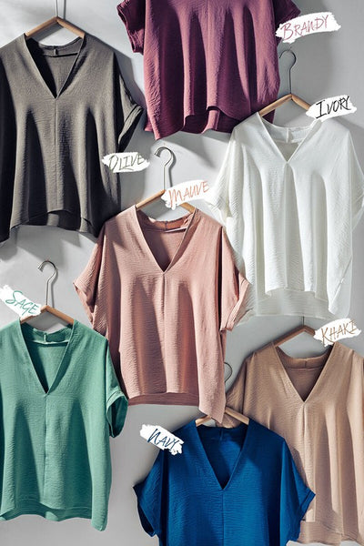 Relaxed Fit V-neck Boho Tops