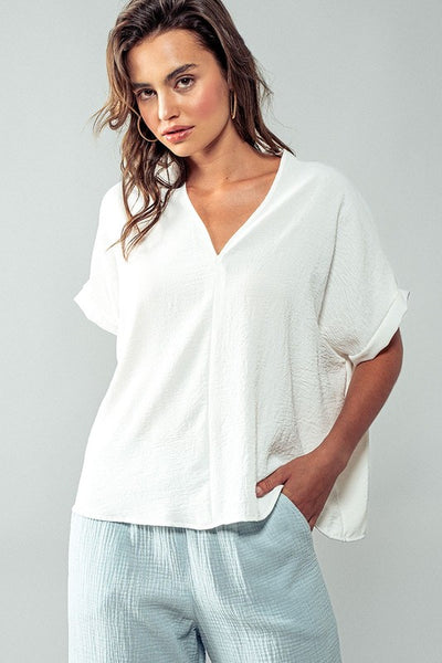 Relaxed Fit V-neck Boho Tops