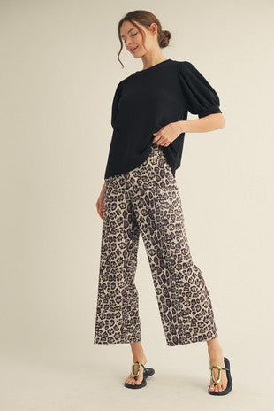 High Waist Wide Leg Leopard Pants