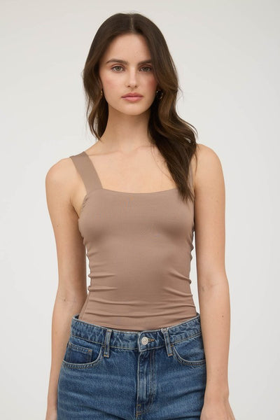 Solid Square Neck Knit Top