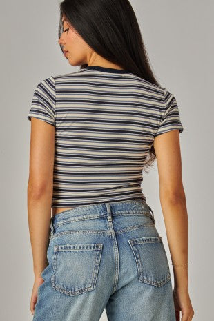 Striped Ribbed Crop Tee