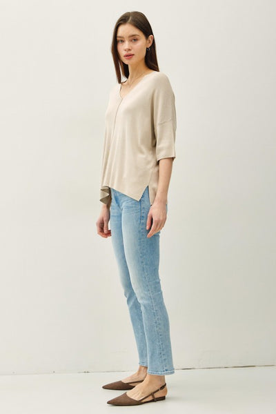 Drop Shoulder Half Sleeve Sweater