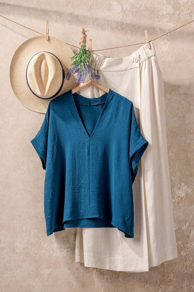 Relaxed Fit V-neck Boho Tops