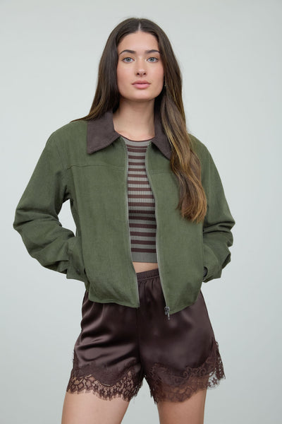 Contrast Corduroy Jacket