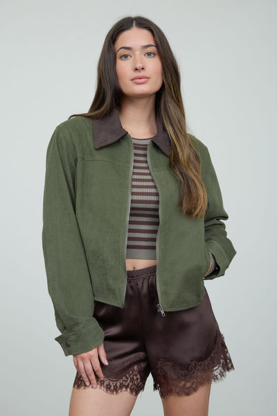 Contrast Corduroy Jacket