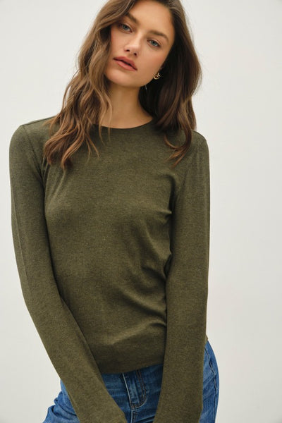 Ribbed Crewneck Basic Top