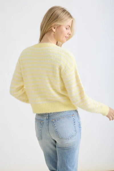 Stripe Fuzzy Knit Cardigan