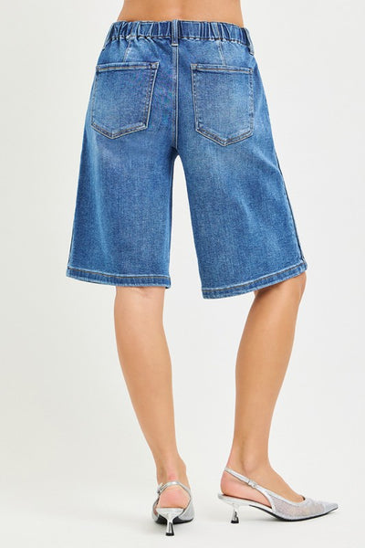 Mid Rise Relaxed Elastic Jorts