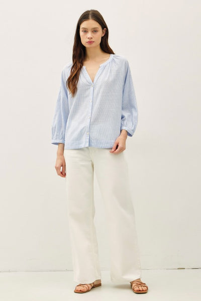 Button Up Peasant Top