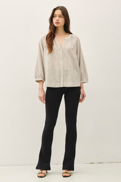 Button Up Peasant Top