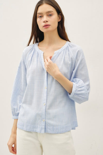 Button Up Peasant Top