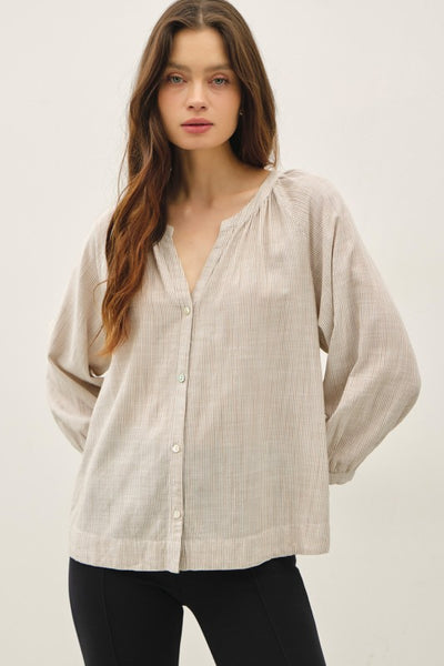 Button Up Peasant Top
