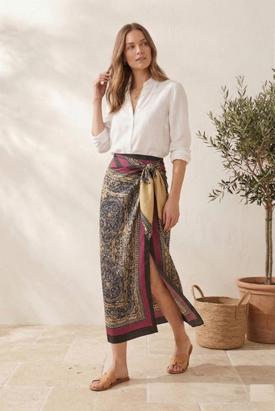 Paisley Print Wrap Skirt