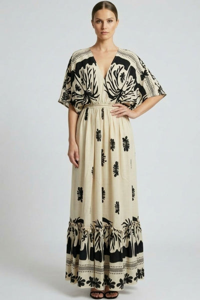 Tropical Print Maxi Dress