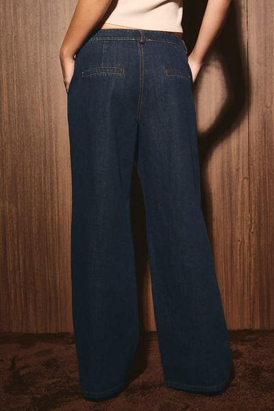 Low Waist Pleated Denim Pants