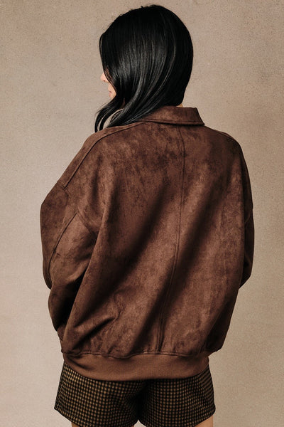 Faux Suede Bomber Jacket
