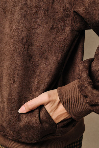 Faux Suede Bomber Jacket