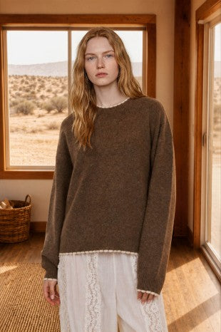 Contrast Edge Crewneck