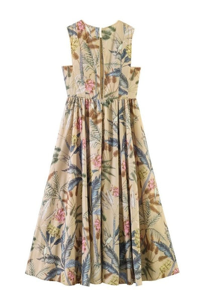 Tropical Print Midi Dress