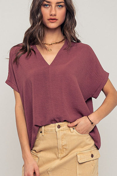 Relaxed Fit V-neck Boho Tops