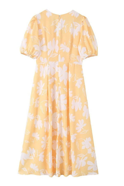 Floral V Neck Midi Dress