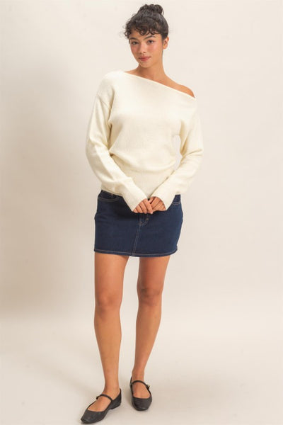 Off Shoulder Knit Sweater Top