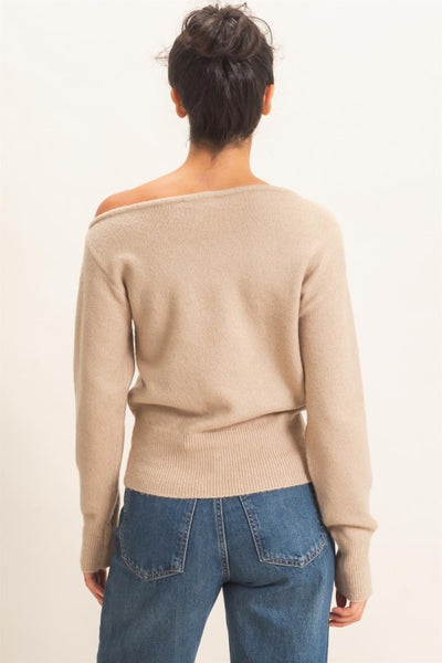 Off Shoulder Knit Sweater Top