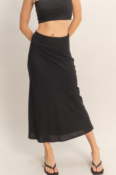 Elastic Waist Maxi Skirt