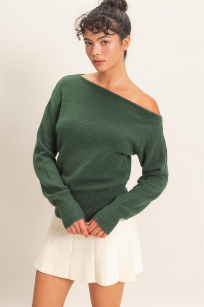 Off Shoulder Knit Sweater Top