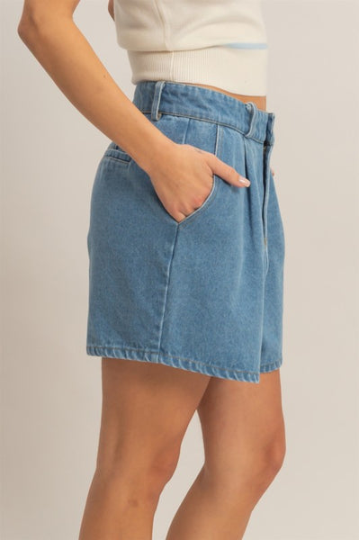 Enzyme Wash Denim Shorts