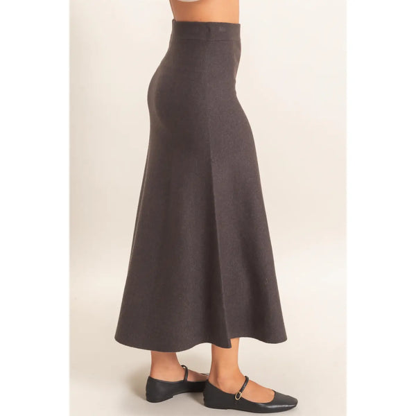 A Line Knit Midi Skirt