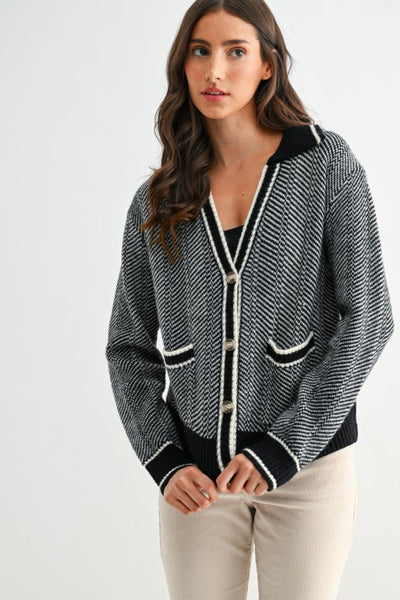 Herringbone Knit Cardigan