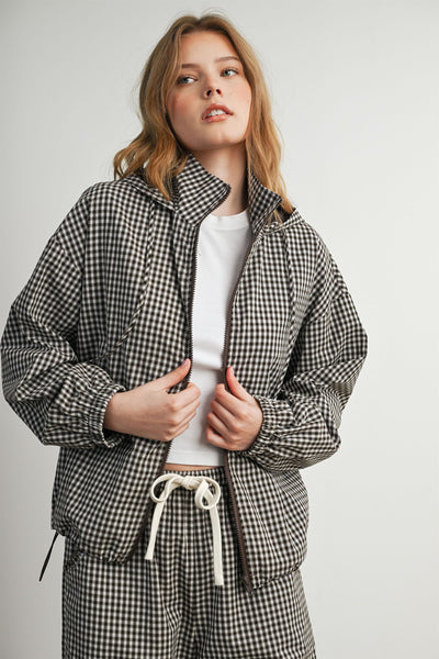 Checked Hooded Wind Breaker