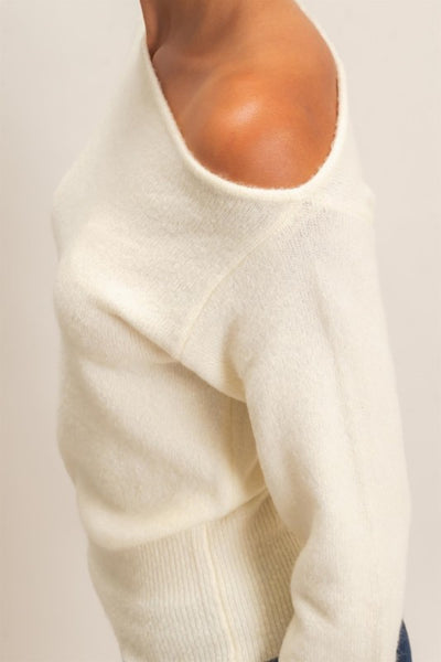 Off Shoulder Knit Sweater Top