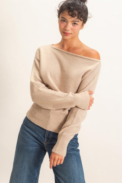 Off Shoulder Knit Sweater Top