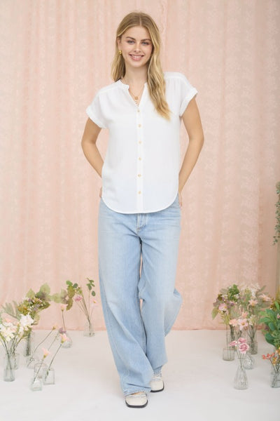 Cuffed Sleeve Button Down