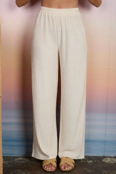Texture Elastic Waist Pants