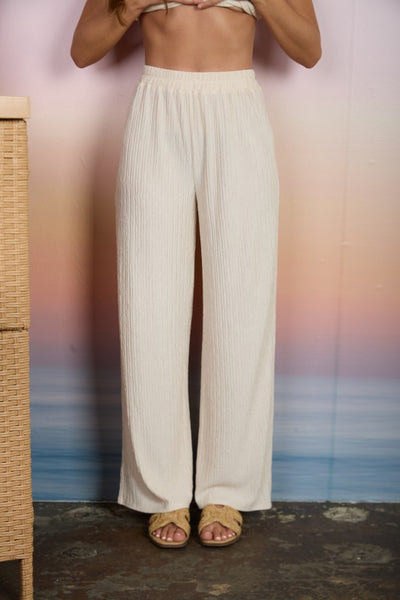 Texture Elastic Waist Pants