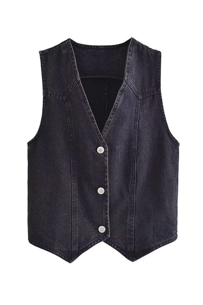 V Neck Denim Vest