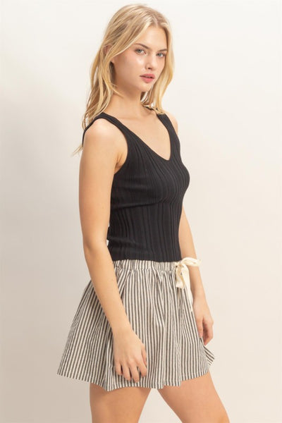 Ribbed V Neck Tank Top