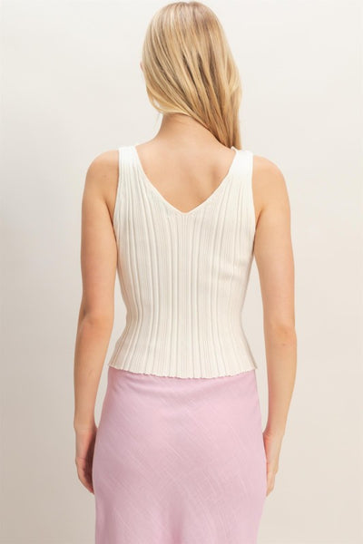 Ribbed V Neck Tank Top
