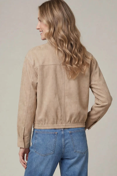 Faux Suede Zip Front Utility Jacket
