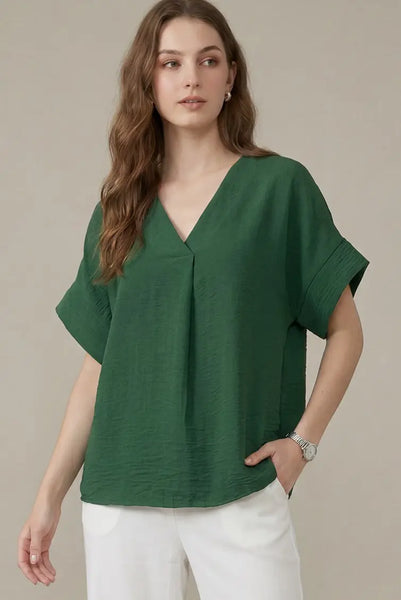 Drop Short Sleeve Woven Top