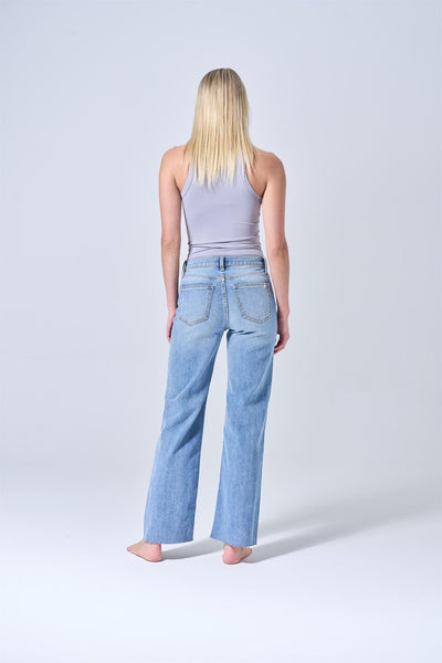 High Rise Stretch Wide Straight Jeans