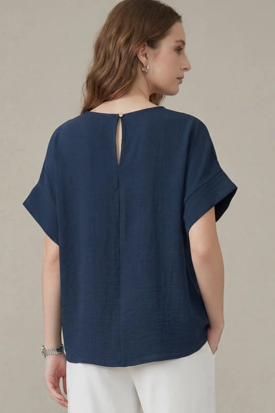 Drop Short Sleeve Woven Top